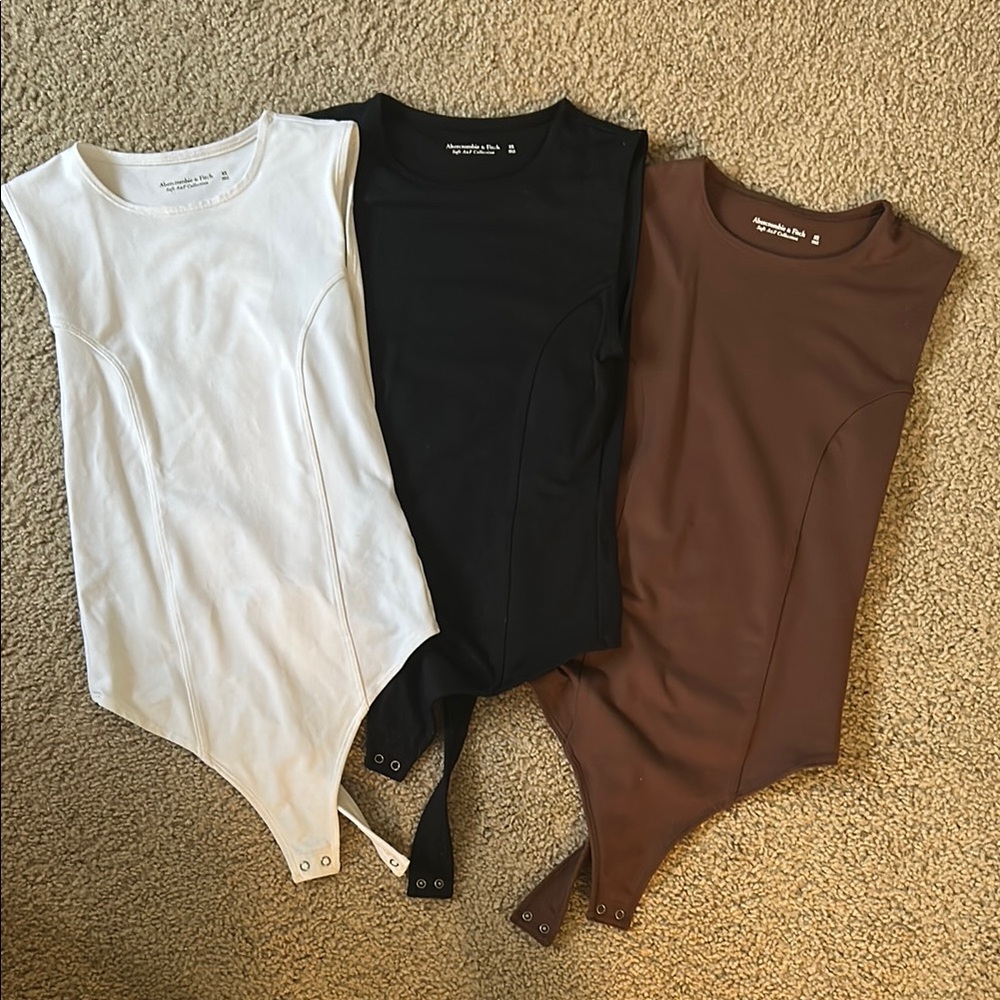 Abercrombie & Fitch Black Asymmetrical Sleeveless Bodysuit